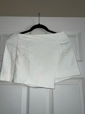 Express White Mini Skort with Subtle Wrap Detail